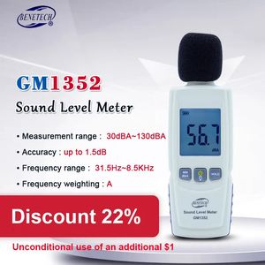 Misuratori di rumore GM1352 Fonometro digitale 30-130 dB in decibel Schermo LCD Con retroilluminazione Precisione fino a 1,5 dB 231017
