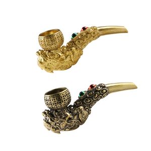 Latest Brass Pipes Colorful Gemstone Decoration Brave Troops Style Portable Filter Hole Screen Spoon Bowl Dry Herb Tobacco Cigarette Holder Hand Smoking DHL