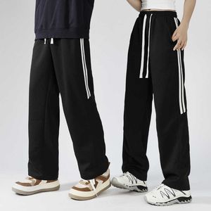 Side Striped Pants Pants Męskie proste amerykańskie amerykańskie High Street 2023 Autumn/Winter Wide Leg Let Casual Para Style