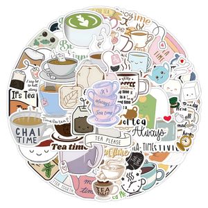 50Pcs-Pack Tea Stickers Waterproof Vinyl Stickers for Luggage Water Bottle Laptop Car Planner Scrapbooking Phone Mac Door Wall Decals