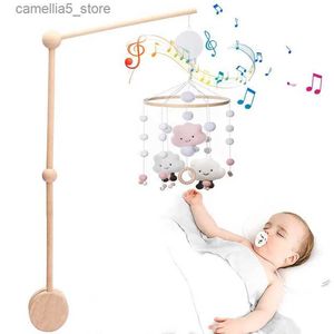 Mobiles# 1set Baby Bell Bell Mobile Grzechotki Zabawki na 0-12 miesięcy drewniane na nowonarodzonym pudełku muzycznym wiszące przedmioty Q231018