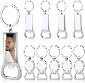 10 Pieces Sublimation Blank Beer Bottle Opener Keychain Metal Heat Transfer Corkscrew Key Ring Household Kitchen Tool 6406976