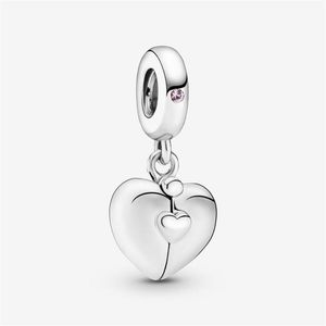 100% 925 Sterling Silver Family Heart Locket Dingle Charms Fit Original Europeisk charmarmband Women Wedding Engagement J195p