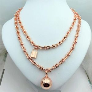 Collana in argento sterling S925 Catene classico lucchetto retrò con palla fortunata Collana a forma di U romantico San Valentino gif2815