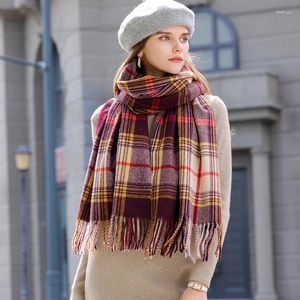 Scarves Fashion Winter Warm Thicken Soft Long Women Scarf Enjoy Elegant Ladies Cashmere Shawls Stripe Plaid Neckerchief