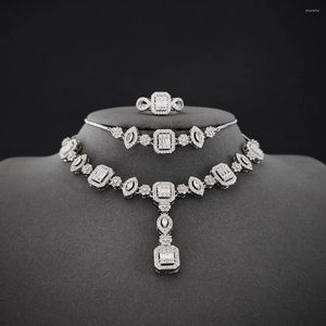 Halskette Ohrringe Set 3er Pack 2023 Ankunft Mode Einzigartiges Design Silber Farbe Schmuck Für Frauen Party Geschenk R007-S007-X007