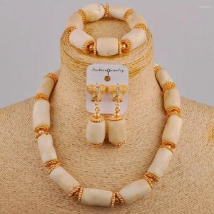 Halsbandörhängen Set kvinnor Koralldräkt afrikanska smycken och armband pärlor för brud bröllop smycken