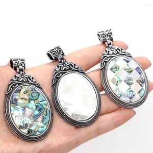 Pendant Necklaces Natural Shell Pendants Vintage Metal Alloy Abalone Exquisite Charms For Jewelry Making DIY Necklace Accessories 40x60mm