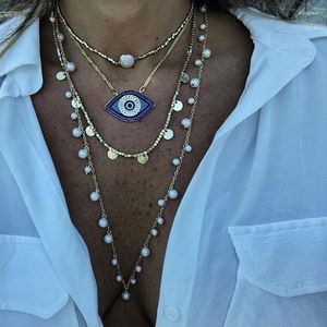 Choker Natural Pearl Beaded Stainless Steel Chain Long Necklace For Women Daily Party Fashion Esthetic Jewelry on the Neck