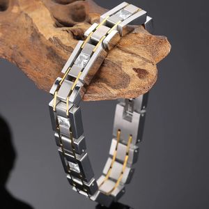 Chain Man Armband CZ smycken Födelsedagspresenter för pojkvän 12mm borstat guldpläterat rostfritt stålkedja armband för män grossist 231016