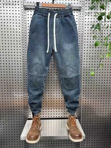 Erkekler Kot erkek retro kot dikiş yaması moda sokak kıyafeti açık gündelik pantolon yüksek -kaliteli lüks marka giyim 231017