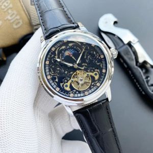 2023 Nuovi orologi da uomo Grande volano 42mm dimensioni automatico orologio meccanico di design di alta qualità Top marchio di lusso fasi lunari cinturino in pelle regalo di moda stile due