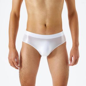 Unterhosen Öl Glänzende Slips Sexy Männer Glänzende Unterwäsche Komfort Glatte Low Rise Nahtlose Höschen Hohe Elastische Boxer