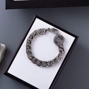 Vintage 925 Silver G Letter Carved Vine Chain Armband Men's and Women's Fashion Personalized Street Accessories286K