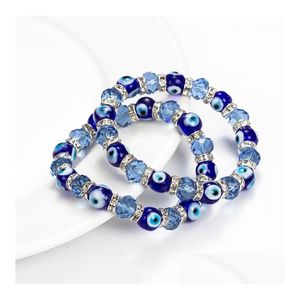 Charm Bracelets 20Pcs/Lot Trendy Simple Evil Eye Relius Charms Blue Beads Lucky Strands Bracelet Match Turkish Bracelets For Women Ear Dhif2