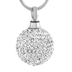 Collana con ciondolo cremazione in acciaio inossidabile con sfera di cristallo trasparente, memoria, ceneri funebri, collana con urna ricordo, gioielli294T