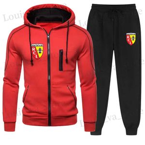 Erkeklerin Trailsuits Sonbahar Kış Erkek Euro Club RC Lens Setleri Fermuarı Hoodies Sport Suit Ceket Sıradan Sweatshirts Trailsuit Sportswear+Jogging Pants T231017