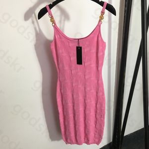 Letter Print Knit Slip Dress Women Sexy Shoulder Buttons Slip Dress Fashion Brand Slim Skirt Tank Top Dress