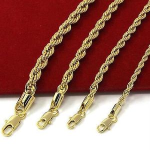 Mens 14k Yellow Gold Plated Width 3 4 5 6mm French Rope Link Chain Necklace2152