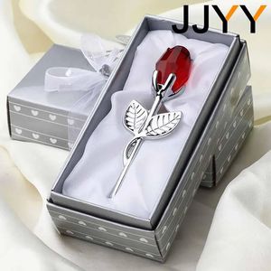 Konst och hantverk Valentines Day Gift Crystal Glass Rose Flower Figurer Craft Favors Lovers Gift Souvenir Wedding Decoration Ornaments Gift Box 231017