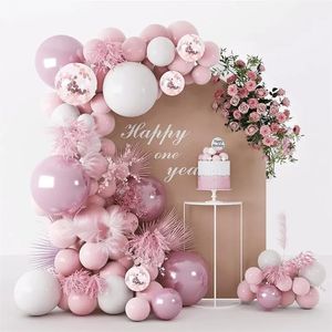 Другие товары для вечеринок Розовые белые воздушные шары Гирлянда Комплект для девочек Первый день рождения Декор Baby Shower Хромированные розовые воздушные шары Украшение вечеринки 231017