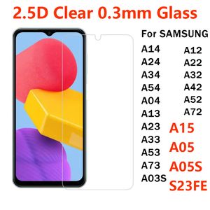 Защитное стекло из закаленного стекла для Samsung Galaxy A15 A05 A05S S23FE A14 A24 A34 A54 A13 A23 A33 A53 A73 2.5D Прозрачное оптовое стекло для телефона