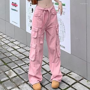 Kvinnor Pants Woman For Women Korean Harajuku Y2K Street Wear Cargo Fashion Work Byxor Solid Wide Leg raka avslappnade joggar