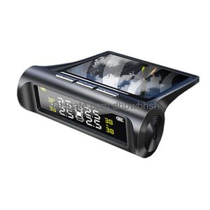 Solar TPMS Bildäcktryck Alarm Monitor System 4 Hjul Internt extern däcksensor Temperaturdroppleverans