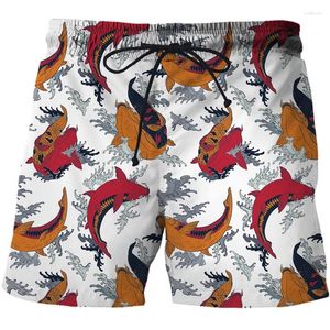 Shorts masculinos 2023 moda koi padrão calças de praia de secagem rápida maiô natação fitness track terno engraçado 3d impresso roupas masculinas
