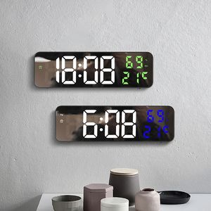 Desk Table Clocks Digital Alarm Clock Temperature Humidity Calendar Snooze Electronic Table Clock Night Mode 12/24H USB Wall Mounted LED Clock 231017