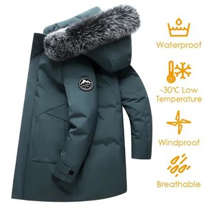 Mens Down Parkas Autumn Winter Long Men Windproof Jacket Coats Warm White Duck Hooded Multi Pockets Overcoat Male 231016