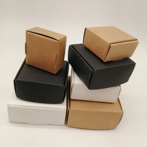 Presentförpackning 100 st White/Black/Kraft Paper Present Box Kraft Paper Box For Presents Birthday Party Wedding Candy Box Storage Packing Box Wholesale 231017