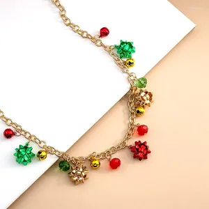 Choker Christmas Necklace Colorful Bells And Beads Present Gold Chain Delicate Jewelry Fashion Party Xmas Gift Decoration