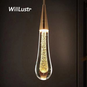 Creative Water Droplet Pendant Lamp Luxury Crystal Suspension Light Living Dining Bedroom Hotel Cafe Hanging Tak Chandelier