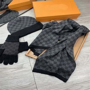 New style High Quality brand Scarf Hat Gloves Set For beanies Men Women Wool Winter 3 Piece Design Caps Shawl Designer Hats Scarves Wool Beanie Wrap Scarfs Box Very nice