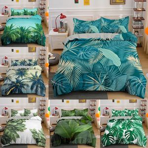 Conjuntos de cama Consolador Capa Tropical Folhas Botânicas Duvet Set Quilt Microfiber Decoração 231017