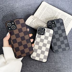 Plaid Patchwork Case iPhone 11 12 13 14 Pro Max Designer Flower Covered Leather Chic Brand