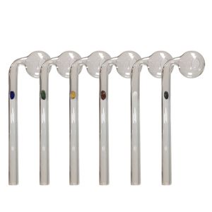 Pyrex krökt glasoljebrännare rör med färgade stativ 30 mm skålar Skjut tydliga handrör för vattenbubblor