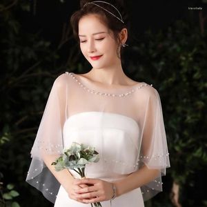 Scarves Wedding Shawl Summer Thin Beaded White Fairy Cloak Large Size Dress Daily Performance Pullover Mid-Length Korean Style