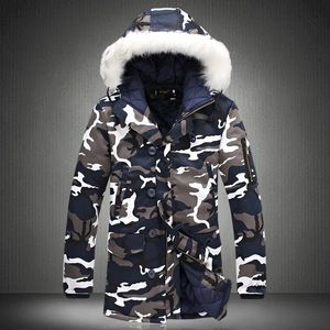 Men's Down Parkas Winter Coat Men Parka Homme 5XL Camouflage Mens Jacket Big Fur Collar Fashion Middle Long Coats 231017