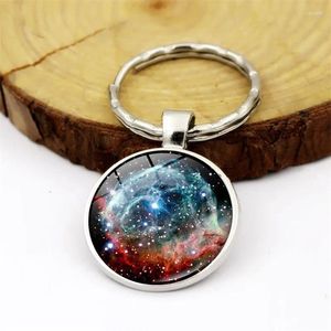 Keychains WG 1PC Universe Nebula Time Gemstone Keychain Keyrings Pendant Metal Glass Ball Keyring Accessories For Women smycken