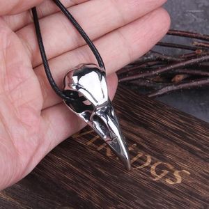 Mini Raven Skull Necklace Rostfritt stål Raven Magpie Crow Poe Steampunk Gift Idea Zombie Gift1303R