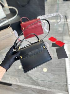 Äkta läderväska kvinnor klassisk Manhattan crossbody väska metallspänne öppnar lyxdesignväska