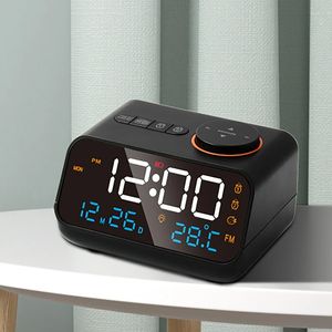 Desk Table Clocks LED Digital Alarm Clock Watch Table Electronic Desktop Clocks USB Wake Up FM Radio Acoustic Control Sensing Modern Alarm Clock 231017