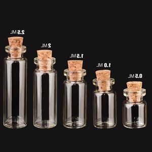 Tubo de vidro minúsculo do frasco da rolha de cortiça de 05ml-5ml com mini amostra de madeira deseja garrafas teste do reagente cptcl