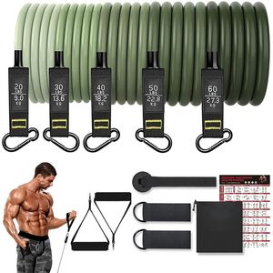 Resistance Bands Band Set Workout Exercise 5 Tube Fitness with Door Anchor Handles Legs Ankle Straps and Stick y231016