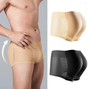 Underbyxor bulift shaper shorts trosor mäns sömlösa underkläder med höft pad andas mid-rise för förbättrad