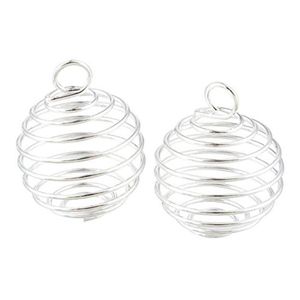 100Pcs DIY Silver Spiral Bead Cages Pendants Jewelry Findings Handmade Components Jewelry Making Charms 15X14MM 25X20MM 30X25MM233B