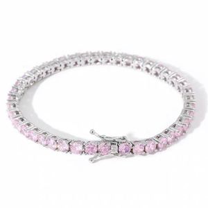 Designer de jóias pulseira pulseira de tênis Designer pulseira rosa diamante charme bangle rock tênis correntes para homens e mulheres moda hip hop tendência