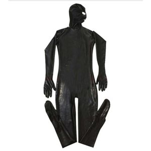 Novidade zentai olhos abertos boca cobertura completa bodysuit sexy zip volta magro catsuit preto falso couro catsuits masculino trajes de anime